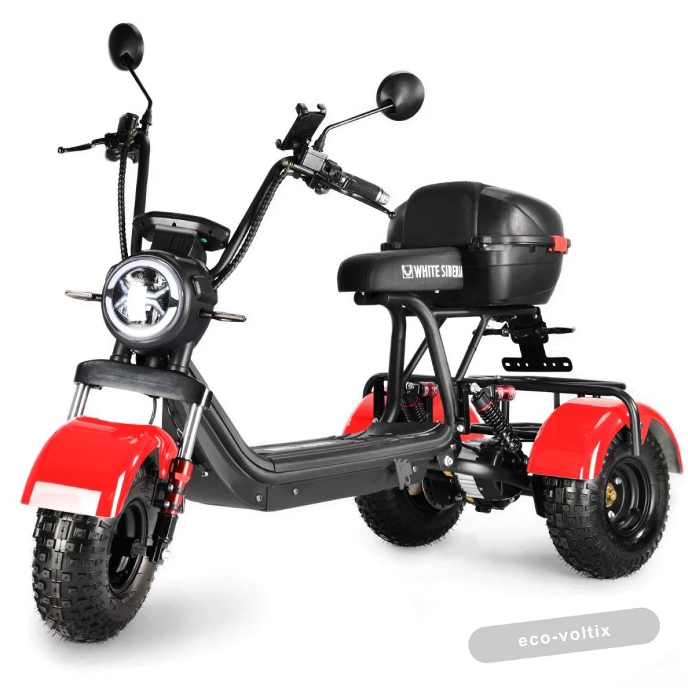 Электроскутер CityCoco WHITE SIBERIA TRIKE MINI RED 1500W
