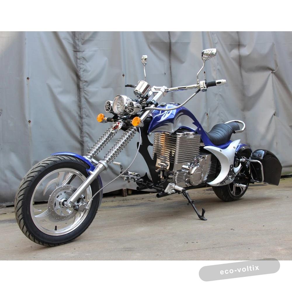 Электромотоцикл GreenCamel Chopper C200, 72V 3000W R15 Синий