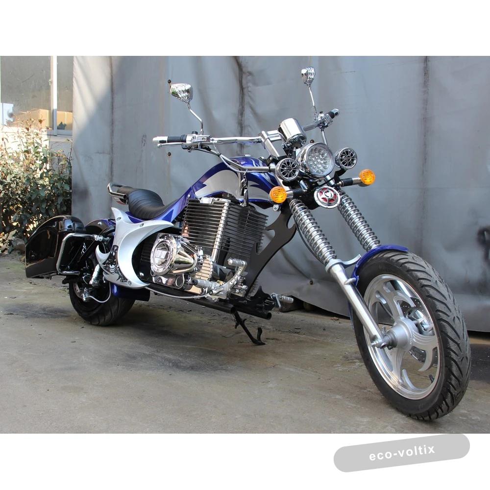 Электромотоцикл GreenCamel Chopper C200, 72V 3000W R15 Синий